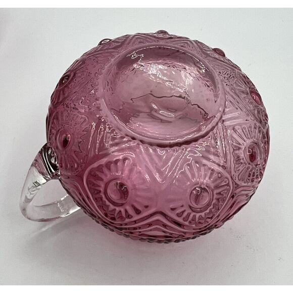 China Creamer and Sugar Pilgrim Cranberry Art Glass Handblown 3.25 Inches - Picture 5 of 9